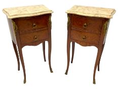 Pair French style Kingwood lamp or bedside tables