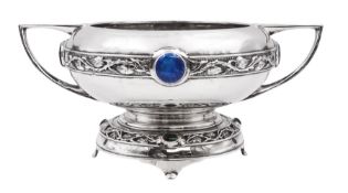 Art Nouveau silver twin handled rose bowl