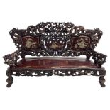 Early 20th century Chinese hardwood settee or hall-bench