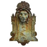 19th century cast iron wall mounted lion mask garden water feature