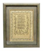 Late William IV silk work sampler by Rebekah Southcott