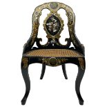 19th century Papier M�ch� and black lacquered bedroom chair