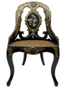 19th century Papier M�ch� and black lacquered bedroom chair