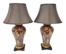 Pair of large table lamps of tapering form