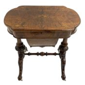 Victorian inlaid walnut sewing table