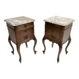 Mid-to late 20th century French walnut bedside pot cupboards