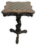 Late 19th century carved hardwood chess table