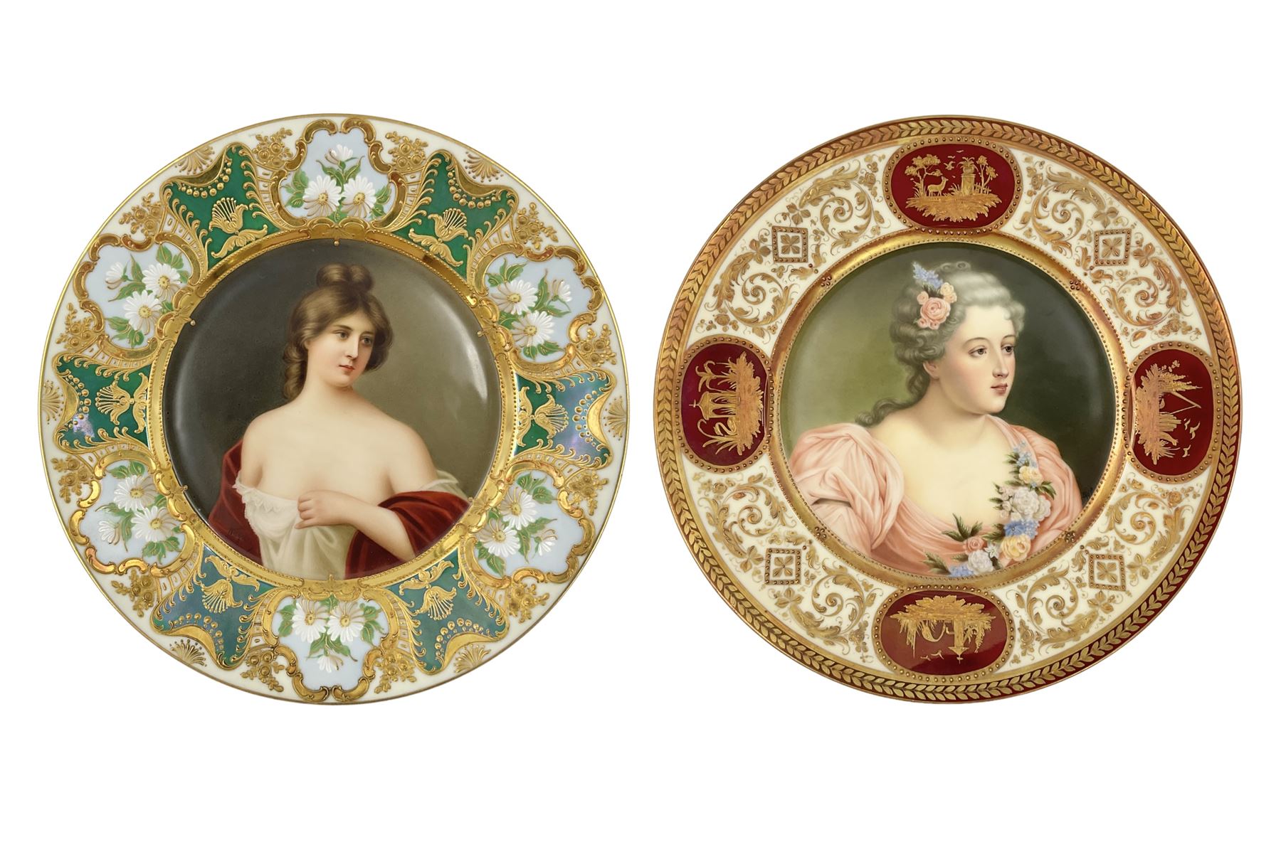 Two late 19th century cabinet plates in the manner of Vienna