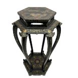 Chinese black lacquer jardiniere stand