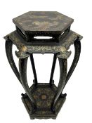 Chinese black lacquer jardiniere stand