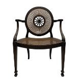 Mid-to late 20th century walnut Hepplewhite design elbow chair