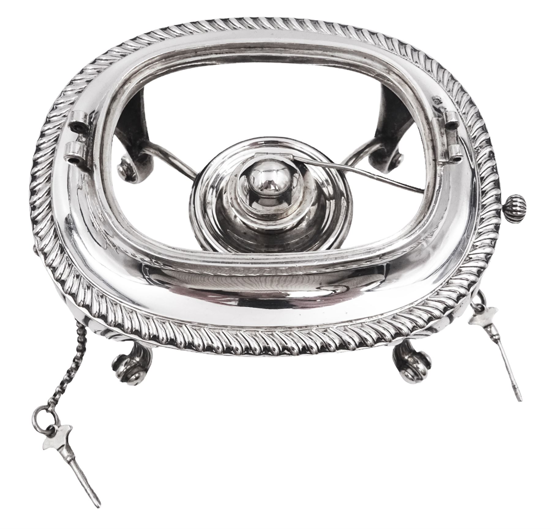 Edwardian silver spirit kettle on stand - Image 9 of 12