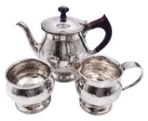 Silver Arts and Crafts style three piece bachelors tea service