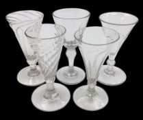 Five late 18th/early 19th century short ale drinking glasses