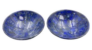 Pair of Lapis Lazuli mosaic bowls