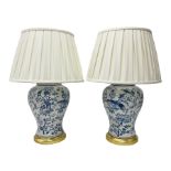 Pair of large table lamps of baluster form