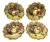 Set of four 20th century Coalport cabinet plates decorated by Richard Budd