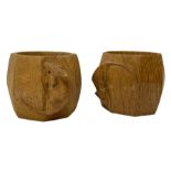 Mouseman - pair oak napkin rings