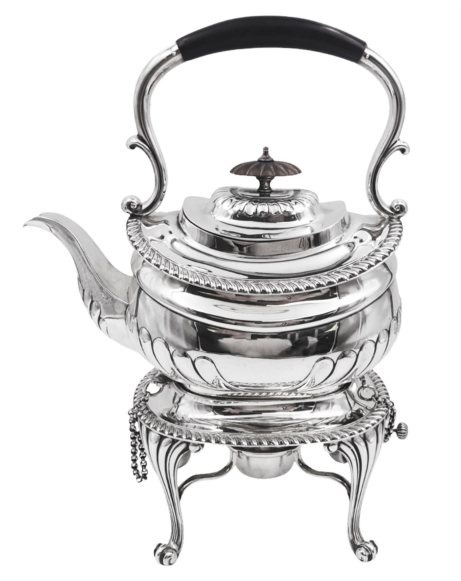 Edwardian silver spirit kettle on stand - Image 3 of 12