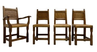 Gnomeman - set four oak dining chairs