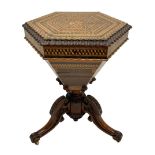 Victorian Scottish walnut hexagonal work table