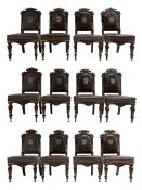 Charles Nosotti - set twelve 19th century caved walnut and parcel gilt dining chairs