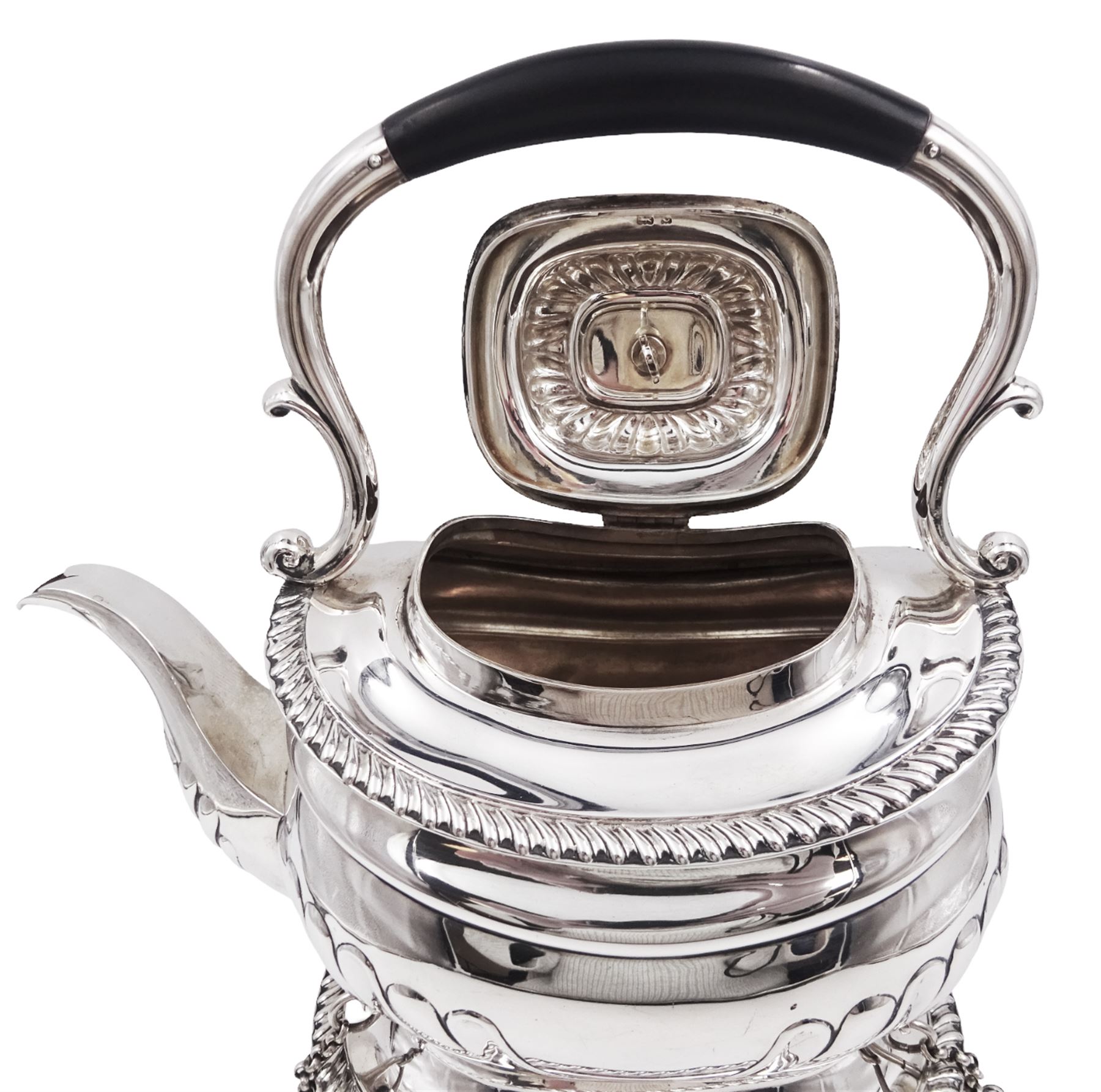 Edwardian silver spirit kettle on stand - Image 7 of 12