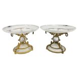 Pair of 19th century Osler glass and ormolu table centrepieces
