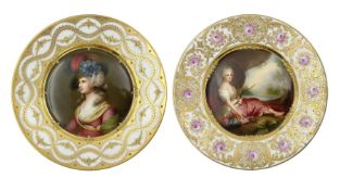 Two late 19th century cabinet plates in the manner of Vienna