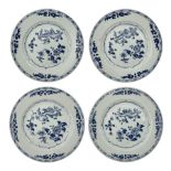 Set of four late 18th/early 19th century Chinese export blue and white plates