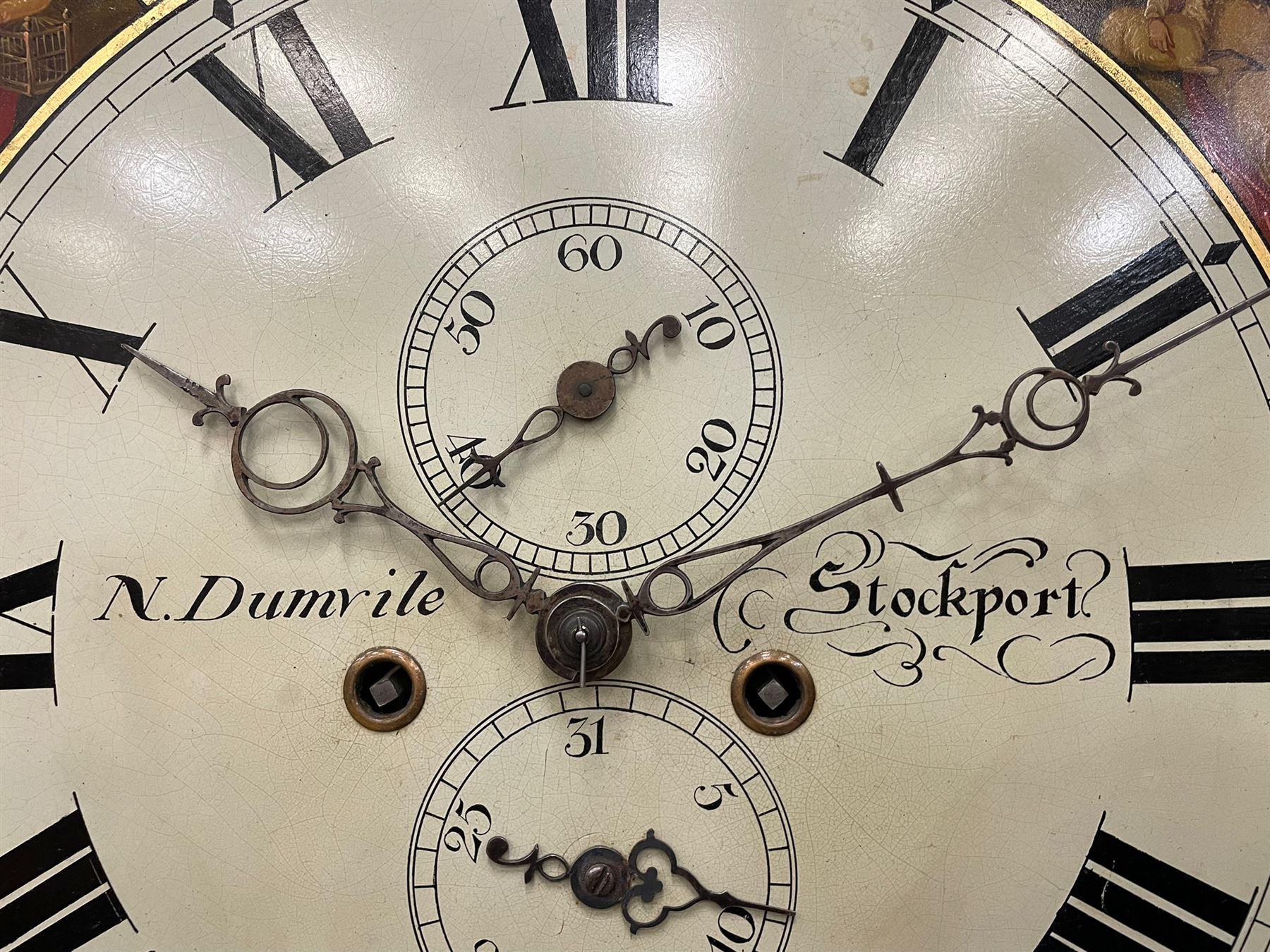 Nathaniel Dumville of Stockport - 8-day brass inlaid mahogany longcase clock c1840 - Image 13 of 15