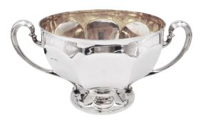 Large Edwardian silver twin handled bowl