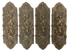 Set of four Victorian Elkington & Co copper door plates