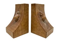 Mouseman - pair of adzed oak bookends