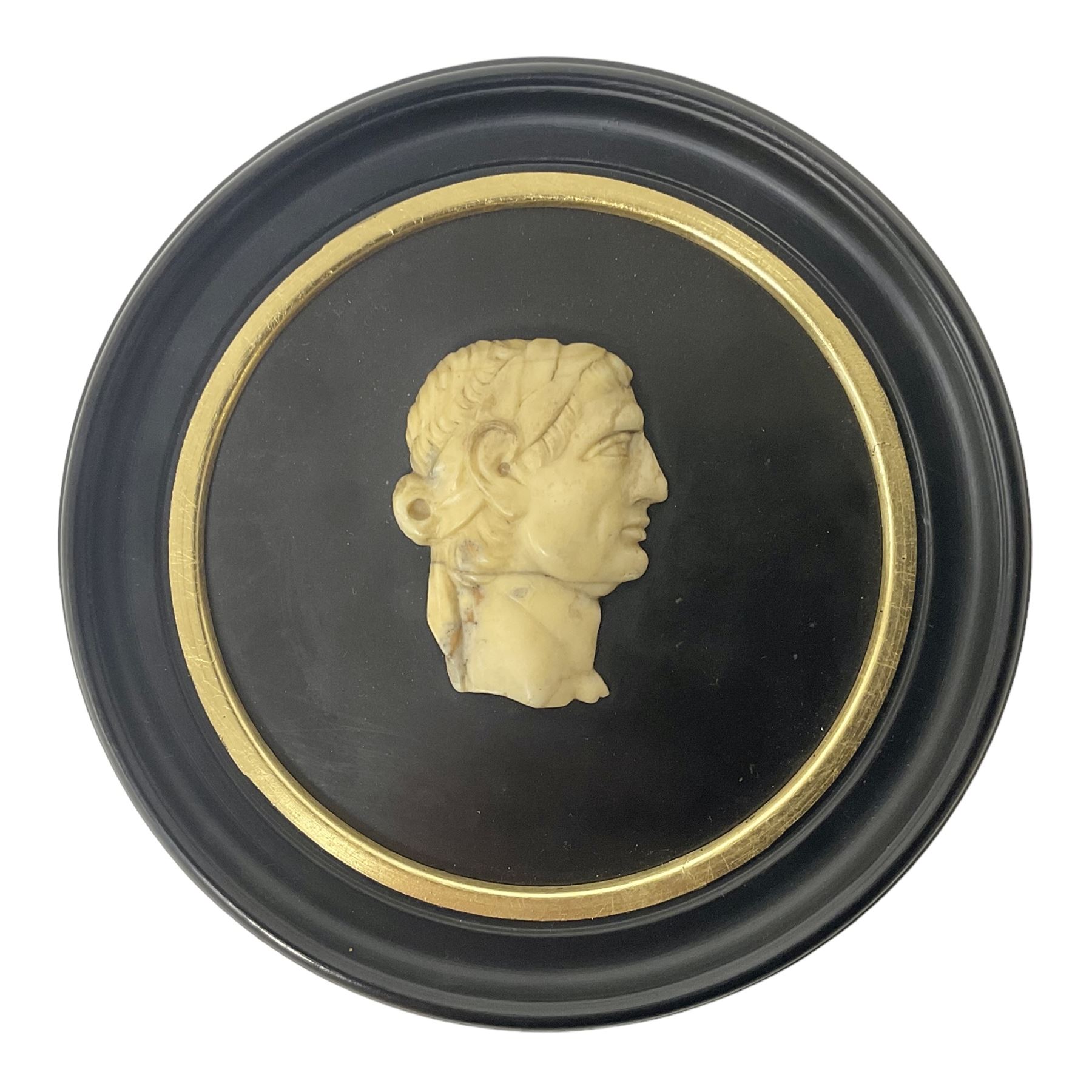 Grand Tour souvenir marble roundel depicting profile portrait of 'The Emperor Nero'