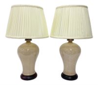 Pair of table lamps of baluster form