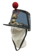 WW1 French Ecole Speciale Militaire Saint-Cyr shako with metallic tricolor cockade and scarlet pompo