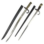 French Model 1866 Chassepot bayonet with 57cm curving fullered steel blade dated 1873 No.L63963; in