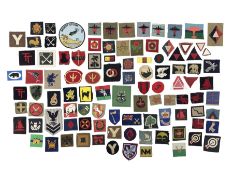 Approximately one-hundred printed and embroidered cloth badges including War Department Fleet Person