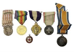 WW2 pair of medals comprising British War Medal and Victory Medal awarded to G.S. Brock B.R.C. St. J