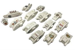Twelve crested china models of WW1 tanks by Grafton