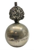 Pre-WW2 German presentation silver mess cigar lighter in the form of a flaming globular grenade with