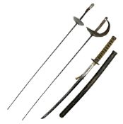 Reproduction Japanese katana with 63cm slightly curving fullered steel blade
