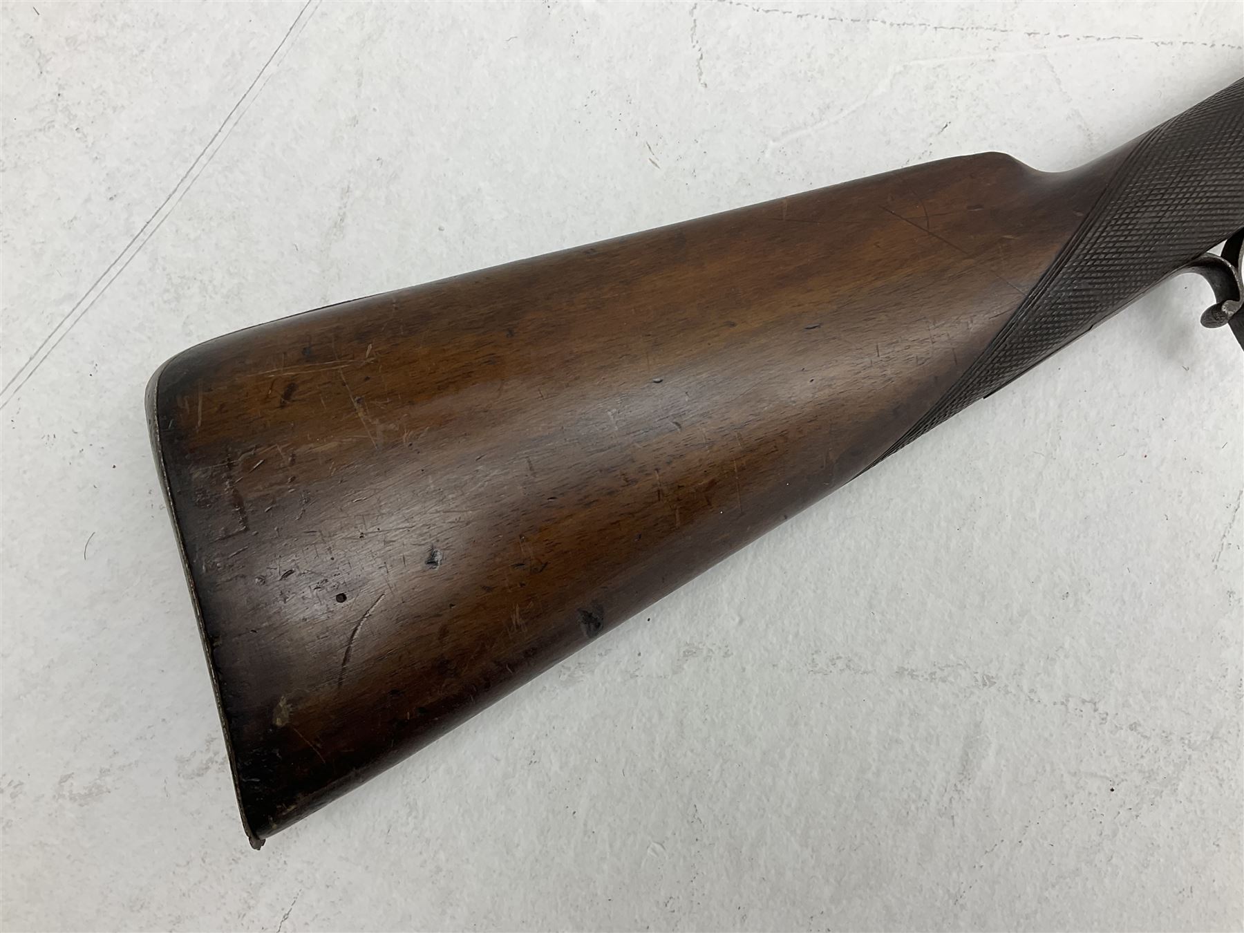 19th century English 14-bore single barrel percussion sporting gun with 71cm cut-down octagonal to - Image 17 of 29