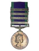 ERII General Service Medal with four clasps for Borneo