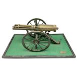 Scratch built brass model of an 1861 Gatling Gun with rotating barrels