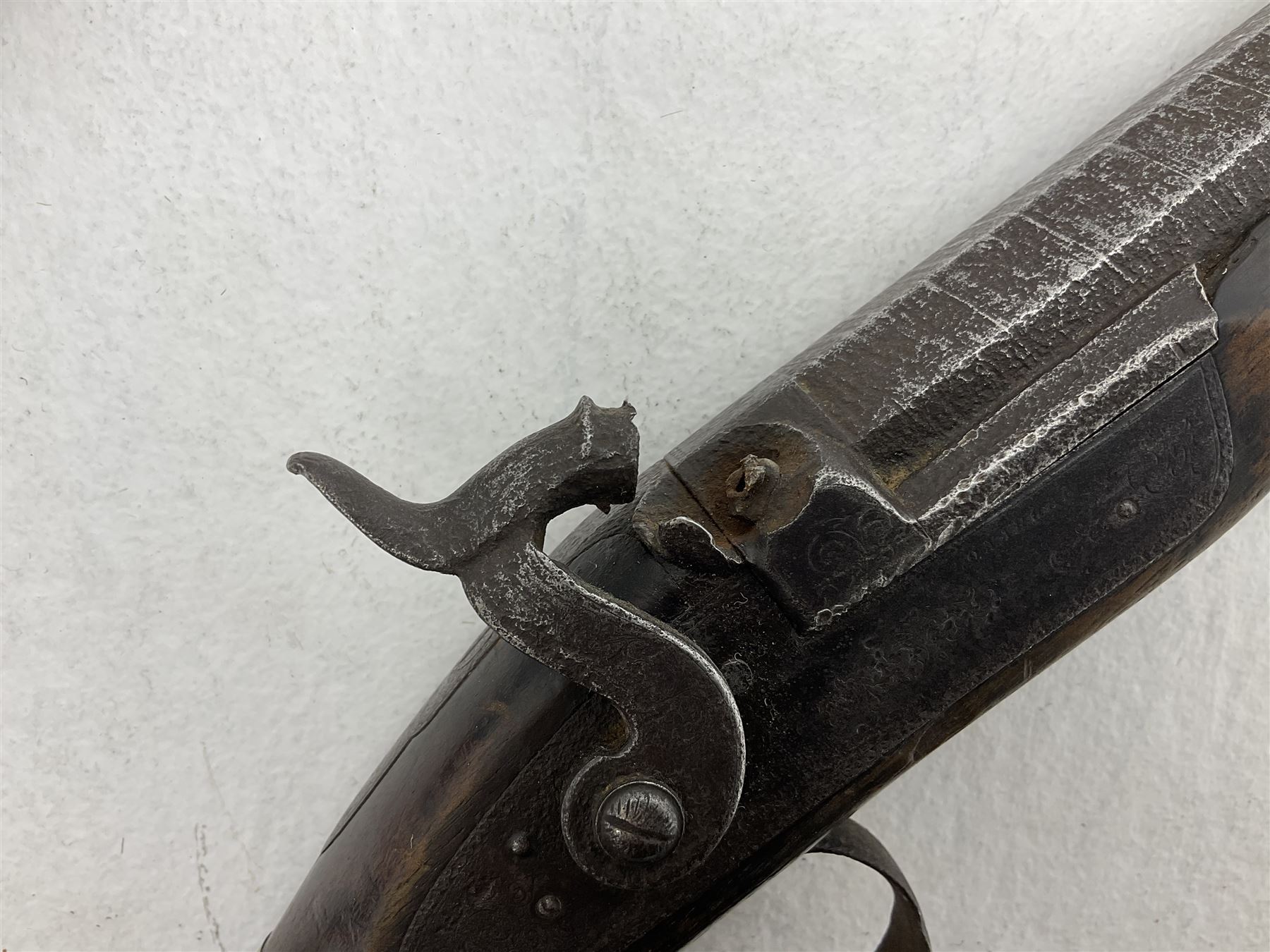 19th century English 14-bore single barrel percussion sporting gun with 71cm cut-down octagonal to - Image 9 of 29
