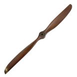 Early 20th century Avro 504 80HP Gnome laminated mahogany two-blade propeller with metal centre to t