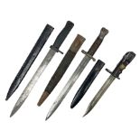 British No 7 MKI knife bayonet with 20cm single edged fullered clipped point blade; blackened steel