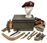 Assorted militaria including ten leather or canvas cartridge and other belts